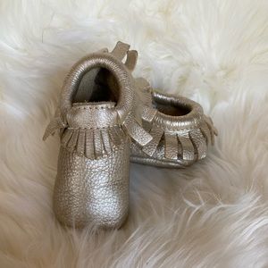 Freshly Picked baby girl gold moccasins